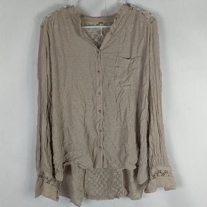 Free people the best crochet back tan blouse